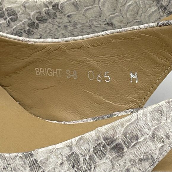 Donald J Pliner BRIGHT Leather Slingback Heels WOMENS SIZE 6.5 Shoe Silver Snake - Picture 4 of 7